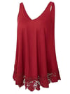 Women Solid Color Lace Casual All-match Vest