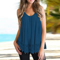 Women Solid Color Lace Casual All-match Vest