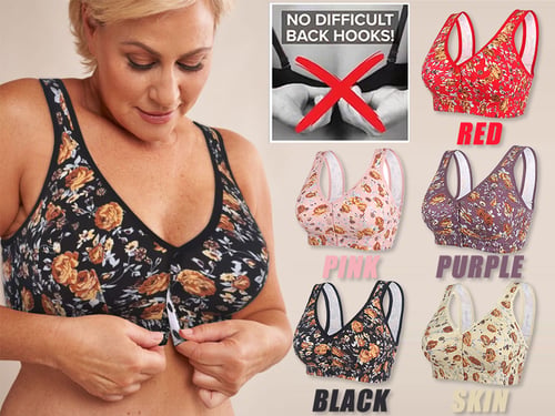 🔥Last Day Sale - New Plus Size Front-Closure Flower Bra 🌸